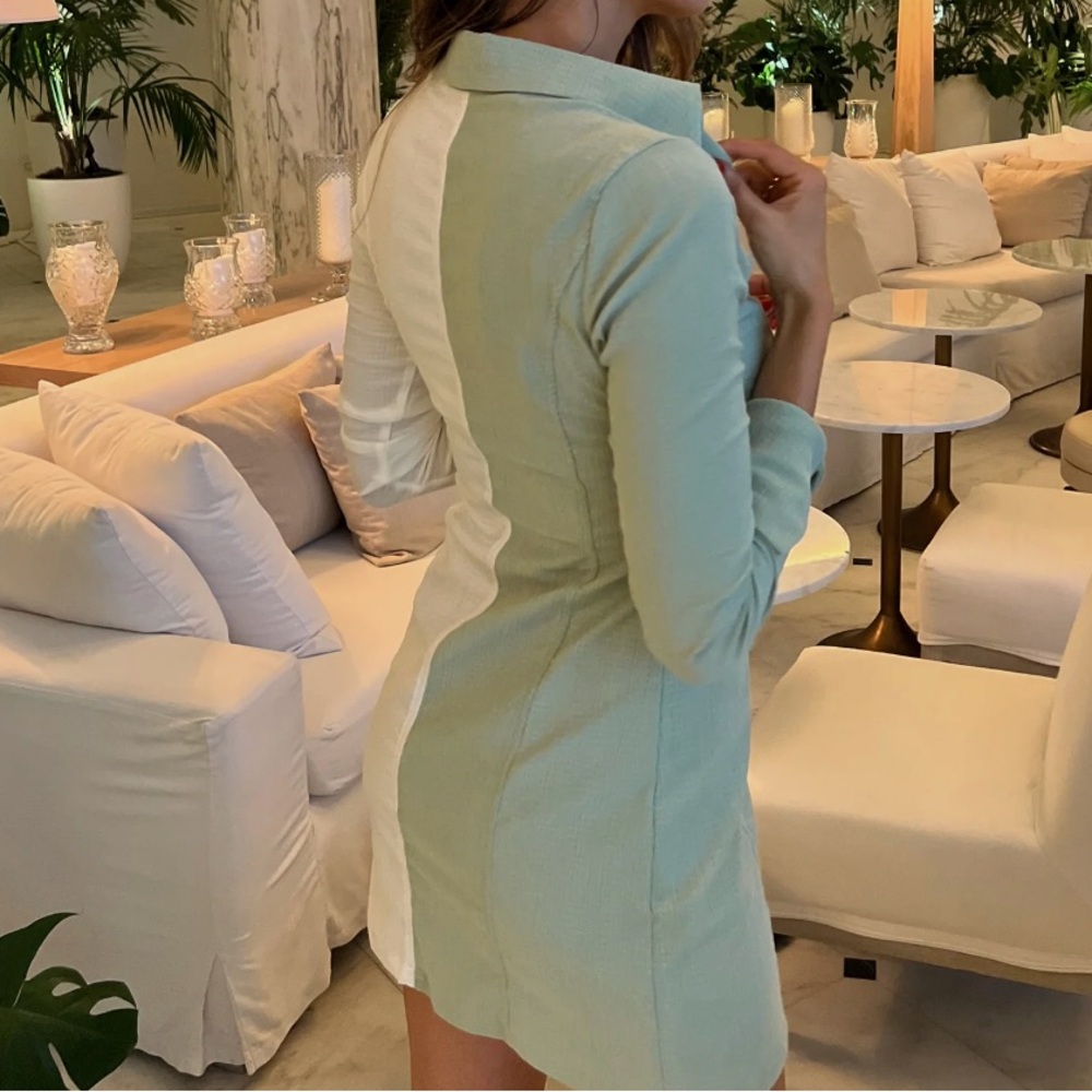 NWT Vestique Sharapova Two-Tone Gren and White Mini Dress - Picture 3 of 14